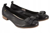 Baleriny - Maciejka P6802-01 czarne baleriny skórzane z kokardą modne r.39 - miniaturka - grafika 1