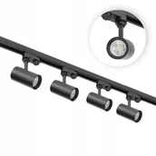 Lampy sufitowe - Zestaw szynowy 3 fazowy 4x Lampa GU10 2x szyna 1m łącznik prosty Czarny - miniaturka - grafika 1