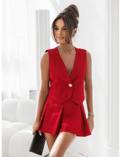 Plisowane modne spódnico-spodenki SOLENE - czerwone - Spodenki damskie Plisowane modne spódnico-spodenki SOLENE - czerwone - Spodenki damskie - miniaturka - grafika 1