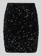 Spódnice - Spódnica mini o lekko rozkloszowanym kroju z cekinowym obszyciem model ‘BELLA’ - miniaturka - grafika 1