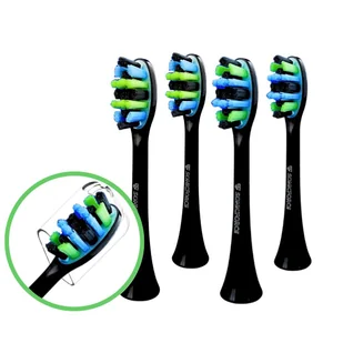 4x Końcówki do Oravio Raven Advanced Daily & Sensitive Black - Czarne Zamienniki - Końcówki do szczoteczek elektrycznych - miniaturka - grafika 1