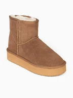 Botki damskie - Gooce Skórzane botki zimowe "Thimble" w kolorze jasnobrązowym - miniaturka - grafika 1