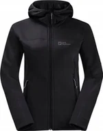 Bluzy damskie - Jack Wolfskin Jack Wolfskin Hirschberg Hooded FZ W 1710871-6000 Czarne M - miniaturka - grafika 1