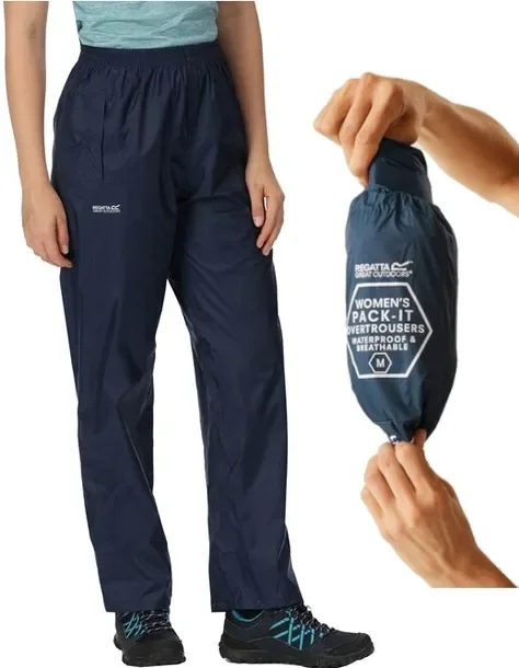 Spodnie damskie Regatta Pack It Overtrousers wodoodporne r. S granatowe