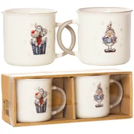 Ozdoby bożonarodzeniowe - Kubek Świąteczny Porcelanowy Na Prezent Święta Mikołaj Renifer 2 Szt. 320 Ml - miniaturka - grafika 1