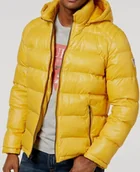 Kurtki męskie - Kurtka męska GUESS – żółta bomberka z odpinanym kapturem, rozmiar M - miniaturka - grafika 1