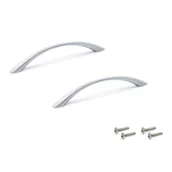 Zawiasy, okucia i inne akcesoria - Zestaw 2 uchwytów meblowych - Gałki do szuflad ze śrubami - Dł. 125 mm, rozstaw osi 96 mm - Zamak - Malowane aluminium - Do komody kuchennej - miniaturka - grafika 1