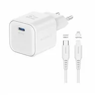 Ładowarki do telefonów - Ładowarka sieciowa Swissten GAN 1x USB-C 35W PD + Datový kabel USB-C/Lightning 1,2 M (22070240) Biała - miniaturka - grafika 1