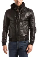 Kurtki męskie - Kurtka męska Blue Wellford Brezon skórzana z kapturem-L - miniaturka - grafika 1