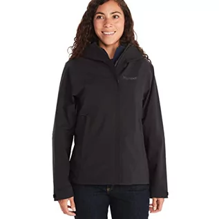 Płaszcze damskie - Marmot Kobiety Wm's PreCip Eco Pro Jacket, Wodoodporna kurtka przeciwdeszczowa, oddychający płaszcz przeciwdeszczowy, składana wiatrówka hardshell, idealna na trekking, Black, M - grafika 1