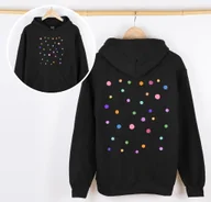 Bluzy dla dziewczynek - CZARNA Bluza w kropki z kapturem dla dziewczynki - miniaturka - grafika 1