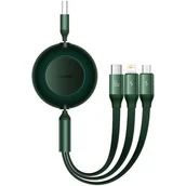 Złącza, przejściówki, adaptery - Baseus Bright Mirror 2 zwijany kabel przewód 3w1 USB Typ A - micro USB + Lightning + USB Typ C 66W 1.1m zielony (CAMJ010106) - miniaturka - grafika 1