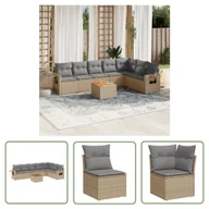 Sofy ogrodowe - The Living Store 8-cz. zestaw mebli ogrodowych z poduszkami - beżowy - polirattan - Sofa Ogrodowa - miniaturka - grafika 1