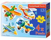 Puzzle - Castorland Puzzle konturowe 3-4-6-9 elementów Funny Planes 4 w 1 - miniaturka - grafika 1