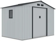 Altany ogrodowe - Domek narzędziowy HUDSON 277x191cm Light Grey, metalowy, z podwójnymi drzwiami, wentylowany, schowek na sprzęt ogrodowy i narzędzia Hardmaister - miniaturka - grafika 1