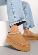 Śniegowce damskie - Brązowe Śniegowce na Grubej Podeszwie z Ozdobnym Haftem Zivirae - miniaturka - grafika 1