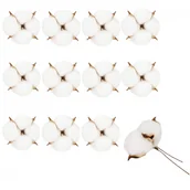 Ozdoby bożonarodzeniowe - Bawełna kwiaty 12 szt. ozdoby świąteczne na druciku dekoracja do stroika - miniaturka - grafika 1