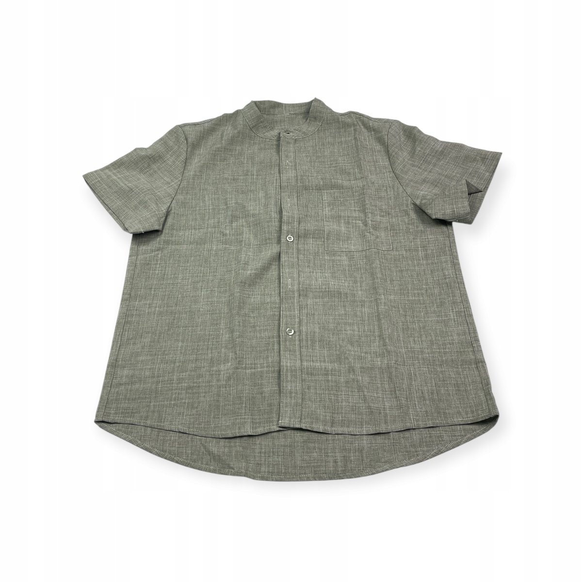 Męska koszula Old Money - stójka, krótki rękaw, rozmiar M