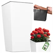 Kwietniki - DONICZKA DONICA OGRODOWA BIAŁA MAT KWIETNIK NA BALKON WYSOKA 61CM + WKŁAD - miniaturka - grafika 1