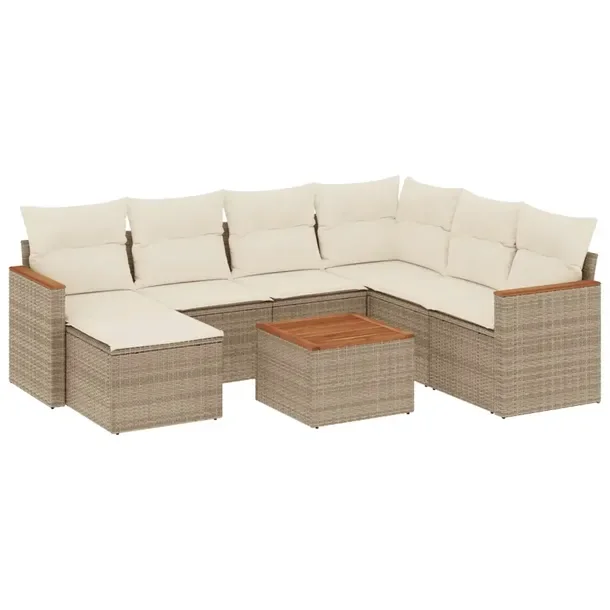 Zestaw mebli ogrodowych z rattanem PE, beżowy, wymiary: 62 x 62 x 69 cm