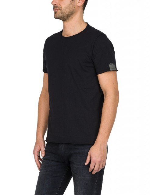 Replay, Replay Men's Raw Cut Cotton T-Shirt, czarny, rozmiar XL
