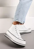 Trampki damskie - Białe Trampki na Wysokiej Platformie z Cholewką za Kostkę Anlitela - Renee - miniaturka - grafika 1