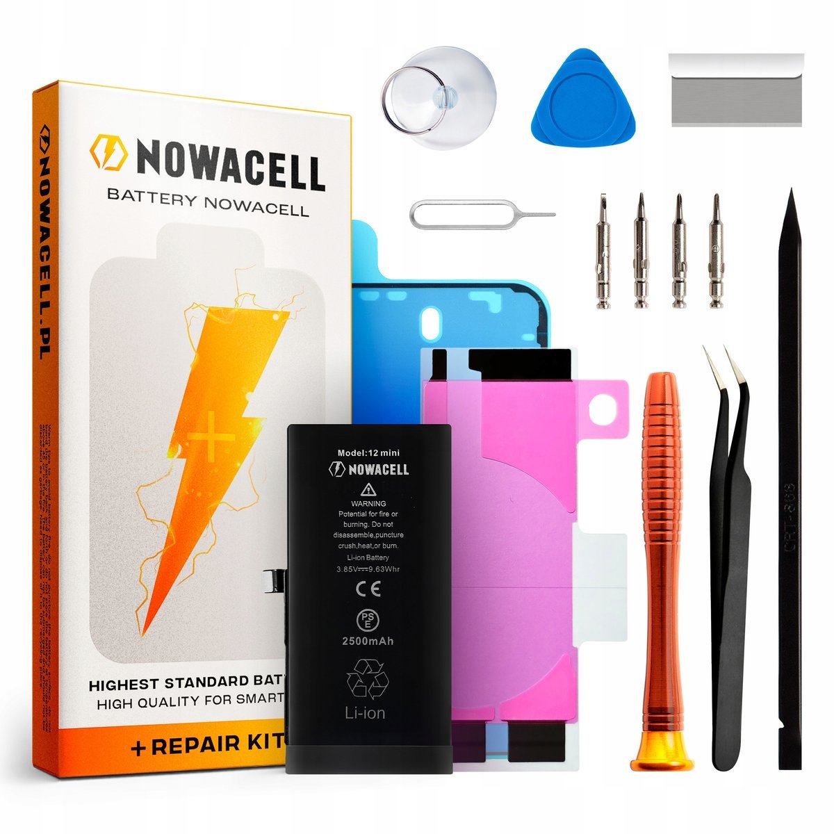 Bateria do iPhone 12 Mini Większa Pojemność 2510 mAh Zestaw NOWACELL