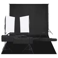 Lampy studyjne - vidaXL Fotograficzny zestaw studyjny z lampami i tłem - miniaturka - grafika 1
