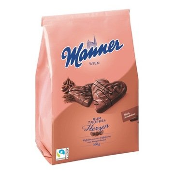Manner Serduszka Wafle Rumowe Truflowe w Czekoladzie 300g