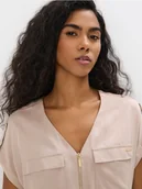 Bluzki damskie - Mohito - Beżowa bluzka z wiskozy - beżowy - miniaturka - grafika 1