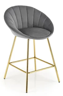 Szary tapicerowany hoker welurem w stylu glamour K3-N79 - Taborety i hokery - miniaturka - grafika 1