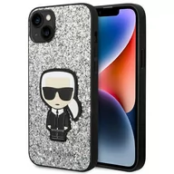 Etui i futerały do telefonów - Karl Lagerfeld Etui do iPhone 14 6,1" hardcase srebrny/silver Glitter Flakes Ikonik - miniaturka - grafika 1