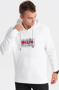 Ombre Męska klasyczna bluza kangurka z nadrukiem - biała V1 OM-SSPS-0150 XXL - Bluzy męskie - miniaturka - grafika 1