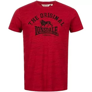 Lonsdale Męska koszulka z długim rękawem Regular Fit, Marl Red/Black, L - Koszulki męskie - miniaturka - grafika 1