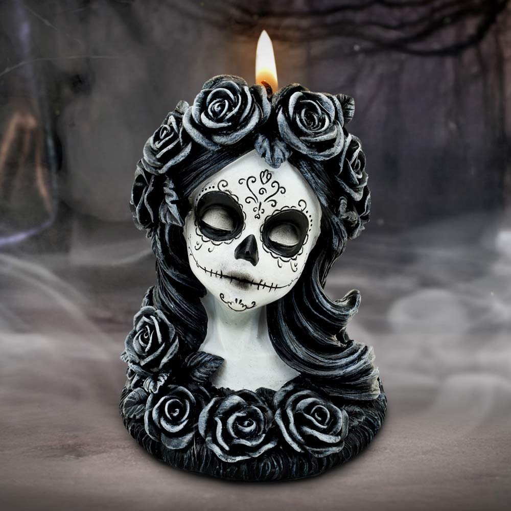 Figurka Świecznik Flor de Muerte ręcznie malowany oryginalny