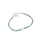 Biżuteria dla dzieci - Srebrna bransoletka 925 Koniczynka Szczęścia sznurkowa zieleń - miniaturka - grafika 1