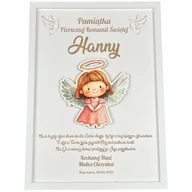 Pamiątka Pierwszej Komunii Świętej - Pamiątka Pierwszej Komunii Świętej - personalizowana ramka z ozdobnym kolorowym aniołkiem 3D - miniaturka - grafika 1