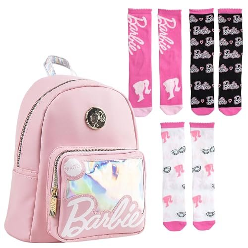 Lucky Boxer Plecak na co dzień dla dzieci w kolorze różowym ze sztucznej skóry + zestaw 3 skarpet Barbie rozmiar 27-30, Barbie, 27-30, Casual