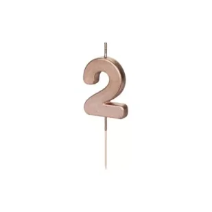 Świeczka urodzinowa 2 różowe złoto 4.5cm - Urodziny dla dorosłych - miniaturka - grafika 1