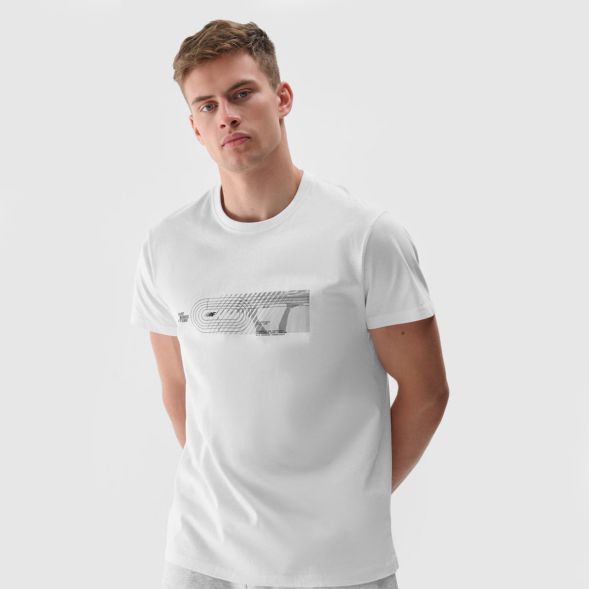 Koszulka Męska 4F T-shirt Sportowy Regular Biały Z Nadrukiem 4FRSS24TTSHM2470 Biały XXL