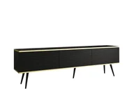 Szafki RTV - Szafka RTV Glamour Nowoczesna Komoda RTV Ryflowane Fronty Czarny mat Nogi czarne 175 cm - miniaturka - grafika 1