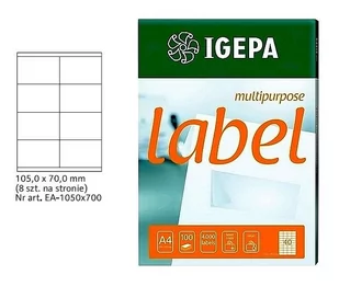 Igepa Etykiety samoprzylepne 105,0 x 70,0 mm (8 etykiet / str.) (EA-1050X700) - Etykiety do drukarek - miniaturka - grafika 1