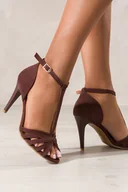 Czółenka - Brązowe sandały skórzane damskie szpilki z zakrytą piętą t-bar PRODUKT POLSKI Casu 3056-650-36 - miniaturka - grafika 1