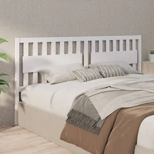Lumarko Wezgłowie łóżka, białe, 205,5x4x100 cm, lite drewno sosnowe - Inne meble do sypialni - miniaturka - grafika 5