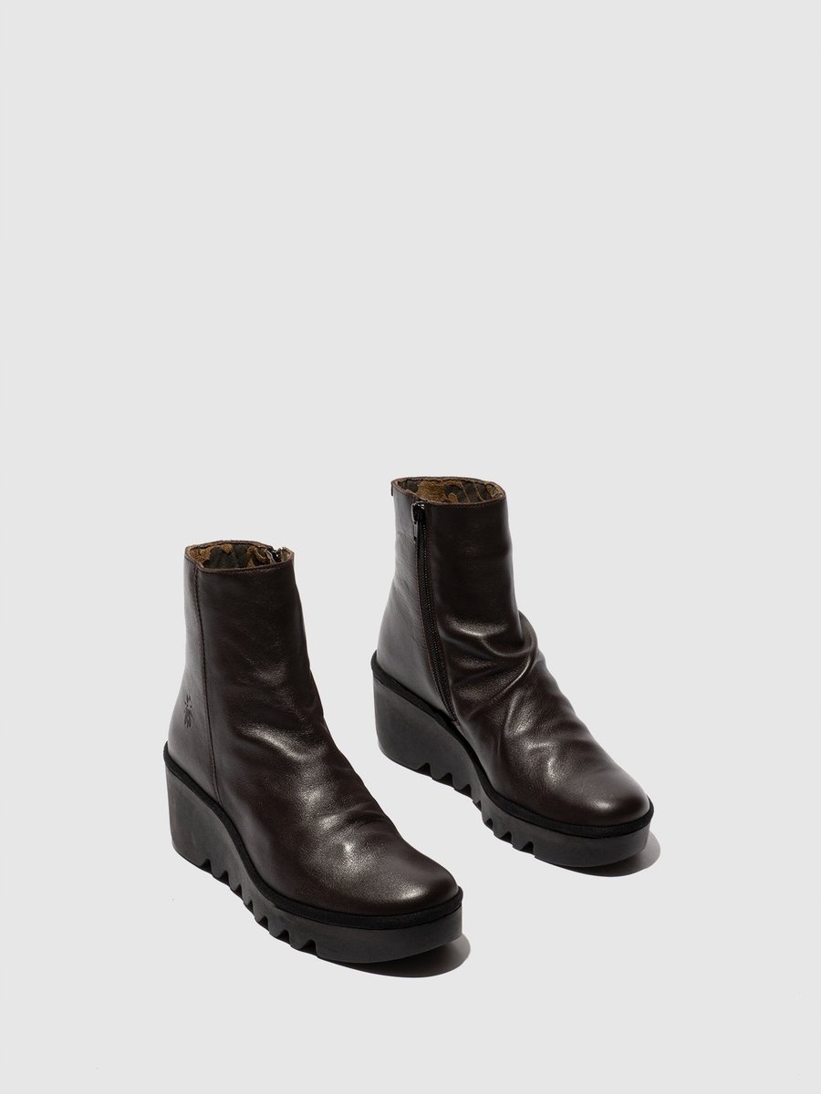 FLY LONDON BOTKI NA KOTURNIE ZE SKÓRY NATURALNEJ CZARNE ELEGANCKIE 36 6KA