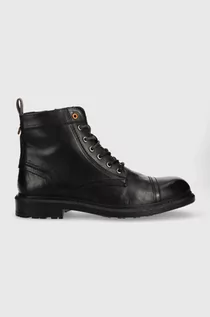 Botki męskie - Wrangler buty skórzane Freedom Boot męskie kolor czarny - grafika 1