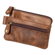 Etui na dokumenty i karty - Alassio 42247 - Etui na klucze z prawdziwej skóry, torba na klucze z 2 kółkami na klucze, dodatkowa kieszeń na zamek błyskawiczny oraz 2 przegródki, organizer na klucze w kolorze brązowym, piórnik na - miniaturka - grafika 1