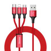 Kable USB - Baseus Kabel CAMLT-SU09 USB 2.0 typu C M Lightning Micro USB USB typu C M 1 2m kolor czerwony - miniaturka - grafika 1