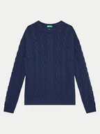 Swetry dla chłopców - United Colors Of Benetton Sweter 1344C107G Granatowy Regular Fit - miniaturka - grafika 1