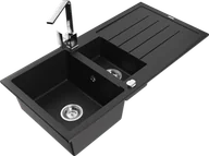 Zlewozmywaki z baterią - Mexen Andres zlewozmywak granitowy 1,5-komorowy z ociekaczem i baterią kuchenną Rita, czarny - 6515-77-670300-00 - miniaturka - grafika 1